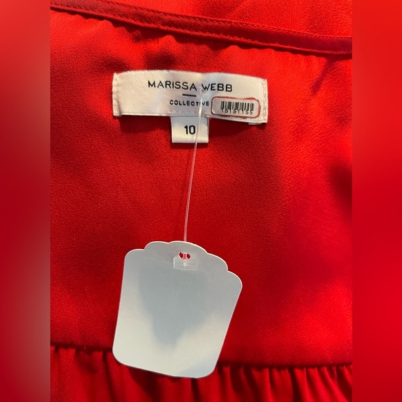 Marissa Webb | Red Satin Long Sleeve | Tie Front Mini Dress | Women’s 10 - Picture 8 of 8